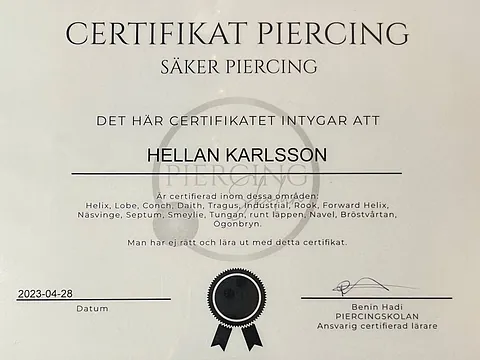 Certifikat säker piercing