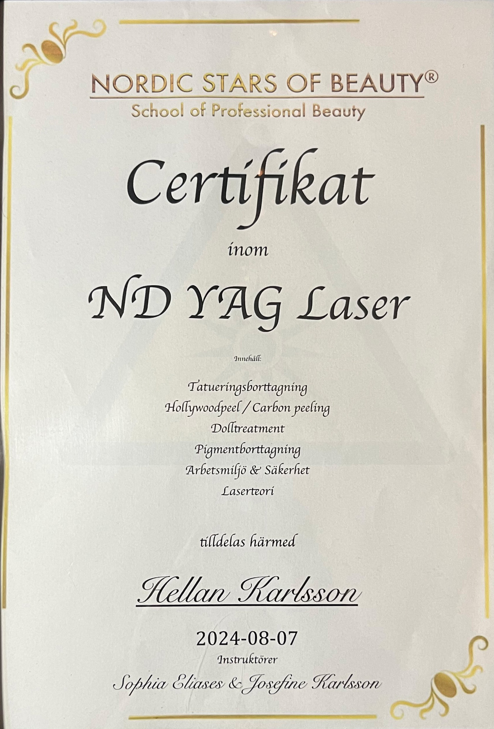 Certifikat ND YAG Laser